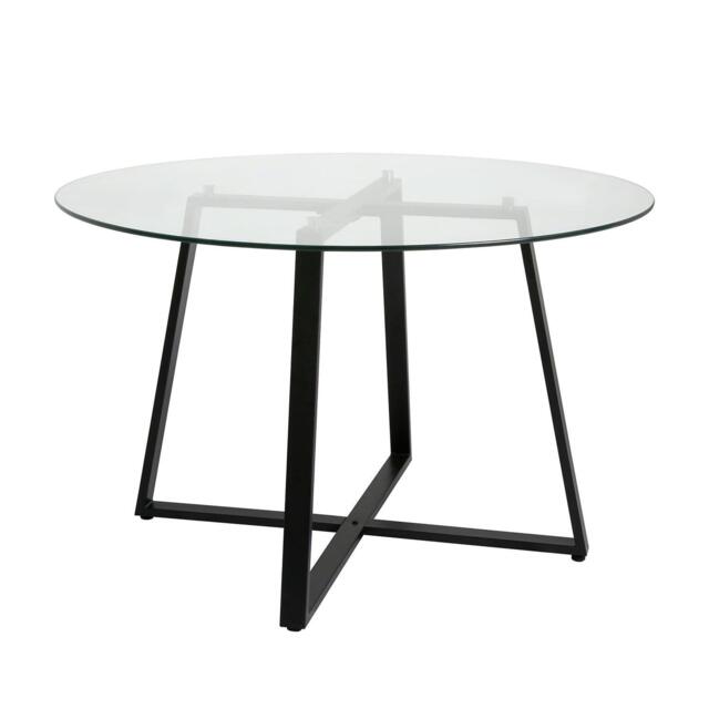 Clara Glass Round Dining Table - Black Frame - image 1