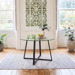 Clara Glass Round Dining Table - Black Frame