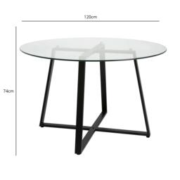 Clara Glass Round Dining Table - Black Frame - thumbnail 2