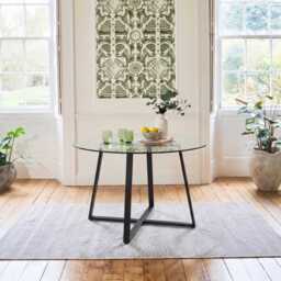 Clara Glass Round Dining Table - Black Frame - thumbnail 1