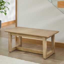Valdis Mango Wood & Travertine Rectangular Coffee Table - thumbnail 3