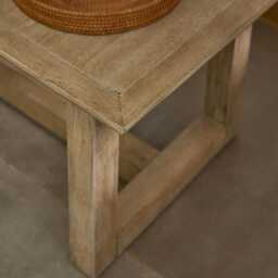 Valdis Mango Wood & Travertine Rectangular Coffee Table - thumbnail 6