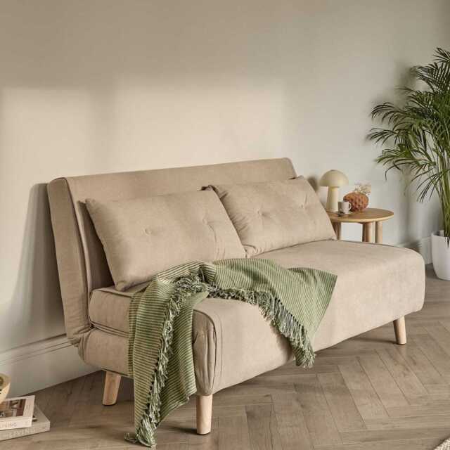 Una 2 Seater Double Sofa Bed - Soft Beige - image 1