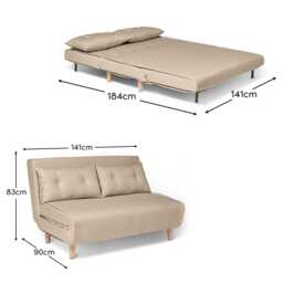 Una 2 Seater Double Sofa Bed - Soft Beige - thumbnail 6