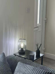 Elland 22.5cm Glass Table Lamp - Smoked & Black - thumbnail 3