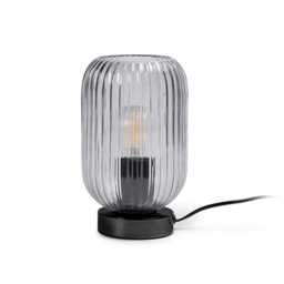Elland 22.5cm Glass Table Lamp - Smoked & Black - thumbnail 1