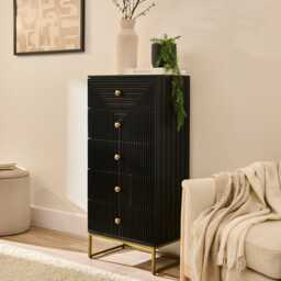 Rayna 5 Drawer Tallboy - Jet Black - thumbnail 3