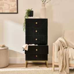 Rayna 5 Drawer Tallboy - Jet Black - thumbnail 2