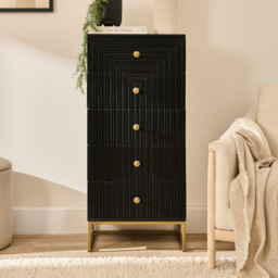 Rayna 5 Drawer Tallboy - Jet Black - thumbnail 1