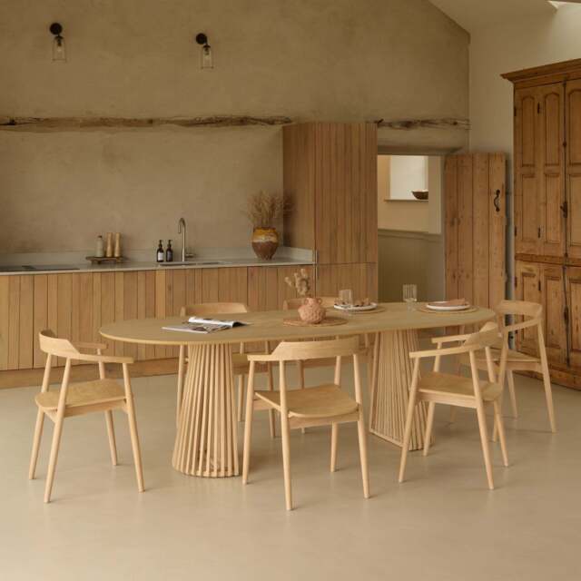 Willow Whitewash Oak Oval Dining Table Set - 6 Seater - Carter Dining Armchairs - Whitewash Oak Legs - image 1