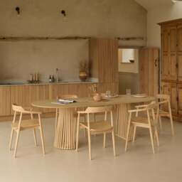 Willow Whitewash Oak Oval Dining Table Set - 6 Seater - Carter Dining Armchairs - Whitewash Oak Legs - thumbnail 1