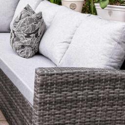 Aston 9 Seater Rattan Corner Sofa Set with Grey LED Premium Cantilever Parasol - Grey - thumbnail 3