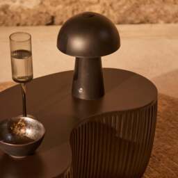 Sohan 61cm Kidney Garden Concrete Coffee Table - Set of 2 - Lava Black - thumbnail 4