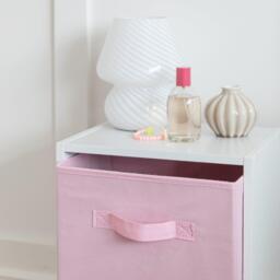 Cara 2 Tier Storage Unit / Chalk White Bookcase with Pink Boxes - thumbnail 4