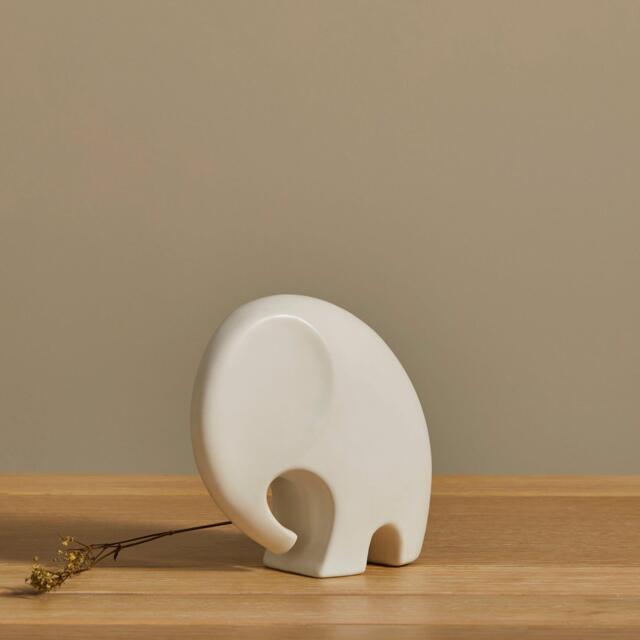 Meru 15cm Ceramic Elephant Ornament - White - image 1