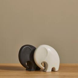 Meru 15cm Ceramic Elephant Ornament - White - thumbnail 3