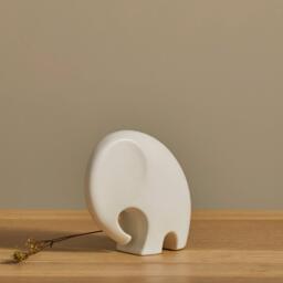 Meru 15cm Ceramic Elephant Ornament - White - thumbnail 1