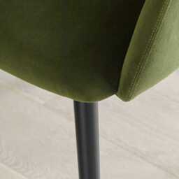 Amelia Black Dining Table Set - 6 Seater - Freya Fern Green Carver Chairs - Black Legs - thumbnail 6