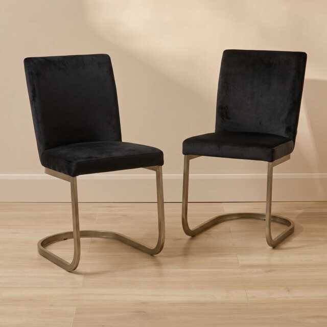 Lola Black Dining Chairs - Set of 2 - Gold Legs - image 1