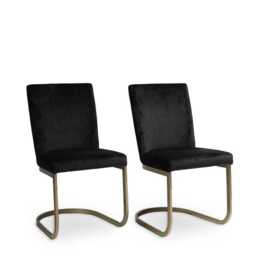 Lola Black Dining Chairs - Set of 2 - Gold Legs - thumbnail 3