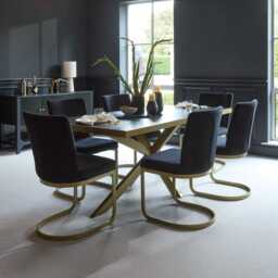 Lola Black Dining Chairs - Set of 2 - Gold Legs - thumbnail 2
