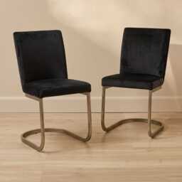 Lola Black Dining Chairs - Set of 2 - Gold Legs