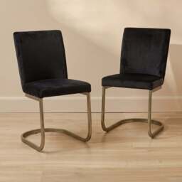 Lola Black Dining Chairs - Set of 2 - Gold Legs