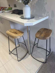 Aiden Natural Mango Wood Backless Bar Stools - Set of 2 - Black Iron Legs - thumbnail 6