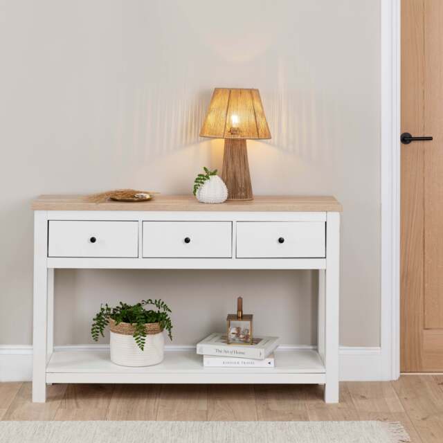 Bampton White 3 Drawer Console Table - image 1