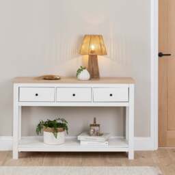 Bampton White 3 Drawer Console Table - thumbnail 1
