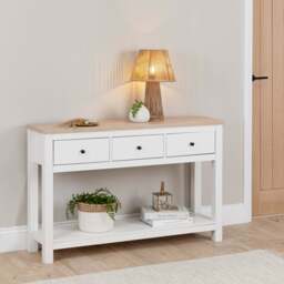 Bampton White 3 Drawer Console Table - thumbnail 2