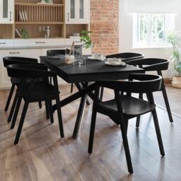 Amelia Black Extendable Dining Table Set - 6 Seater - Ella Black Armchairs - thumbnail 1