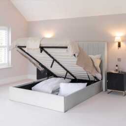 Alice Double Ottoman Bed - Cloud Grey - thumbnail 2