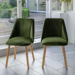 Freya Fern Green Dining Chairs - Set of 2 - Pale Oak Legs - thumbnail 1