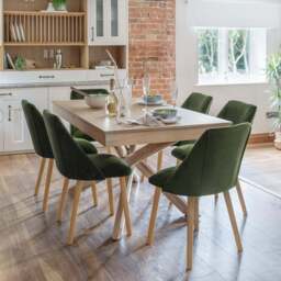 Freya Fern Green Dining Chairs - Set of 2 - Pale Oak Legs - thumbnail 2