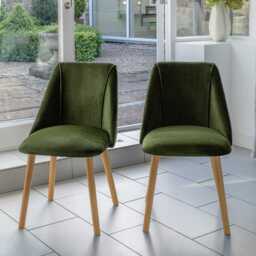 Freya Fern Green Dining Chairs - Set of 2 - Pale Oak Legs - thumbnail 1