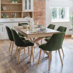 Freya Fern Green Dining Chairs - Set of 2 - Pale Oak Legs - thumbnail 2