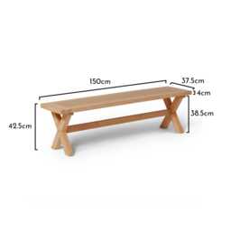Charlotte 3 Seater Dining Bench - Pale Oak - thumbnail 5