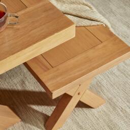 Charlotte 3 Seater Dining Bench - Pale Oak - thumbnail 2