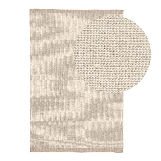 Cotham Clay & Natural Striped Wool with Cotton Rug - 160 x 230cm - image 1