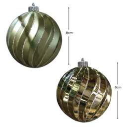 Valen Shatterproof 8cm Mixed Swirl Baubles - Set of 6 - Sage Green - thumbnail 4