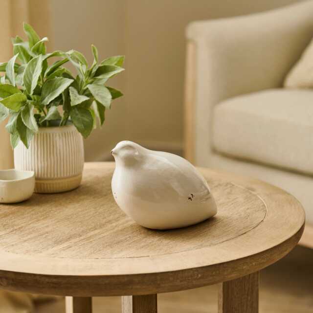 Cali 10cm Ceramic Bird Ornament - Off White - image 1