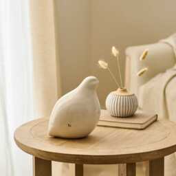 Cali 10cm Ceramic Bird Ornament - Off White - thumbnail 2