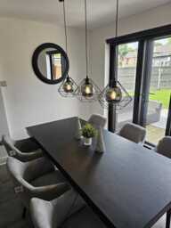 Amelia Black Extendable Dining Table Set - 6 Seater - Freya Grey Carver Chairs - Black Legs - thumbnail 5