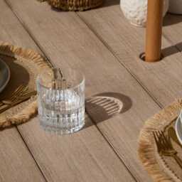 Shiro 4 Seater Round Wooden Garden Dining Set with Saffron Natural/Beige Dining Chairs - thumbnail 4