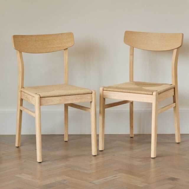 Faye Whitewash Oak Dining Chairs - Set of 2 - image 1