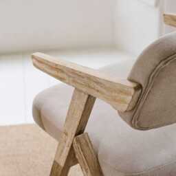 Aurelia Soft Beige Dining Armchairs - Set of 2 - Whitewash Oak Legs - thumbnail 3