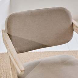 Aurelia Soft Beige Dining Armchairs - Set of 2 - Whitewash Oak Legs - thumbnail 4