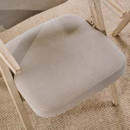 Aurelia Soft Beige Dining Armchairs - Set of 2 - Whitewash Oak Legs - thumbnail 6