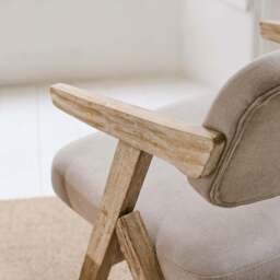 Aurelia Soft Beige Dining Armchairs - Set of 2 - Whitewash Oak Legs - thumbnail 3